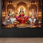 Divine Saraswoti Laxmi Ganesh Trio Wall Art ( 18x24 " )