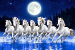 Moonlit Seven  White Horses Wall Art (2x3Fit) - Image 2