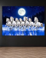 Moonlit Seven  White Horses Wall Art (2x3Fit)