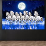Moonlit Seven  White Horses Wall Art (2x3Fit)