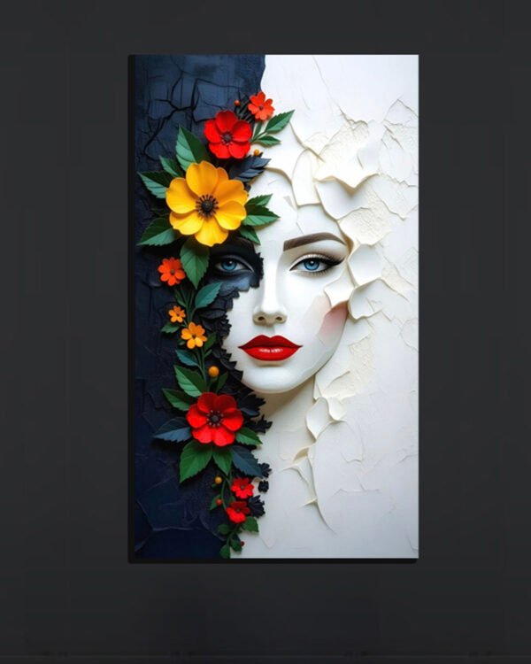 Floral Contrast Lady Wall Art (2x3 Fit)