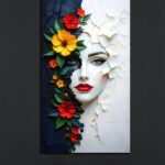 Floral Contrast Lady Wall Art (2x3 Fit)