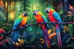 Colorful Parrots Wall Art  (16x24") - Image 2