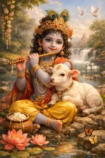 Krishna with Calf Canvas Art ( 16x24") - Image 2