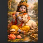 Krishna with Calf Canvas Art ( 16x24")