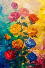 Vibrant Roses Oil Painting (16x24") - Image 2