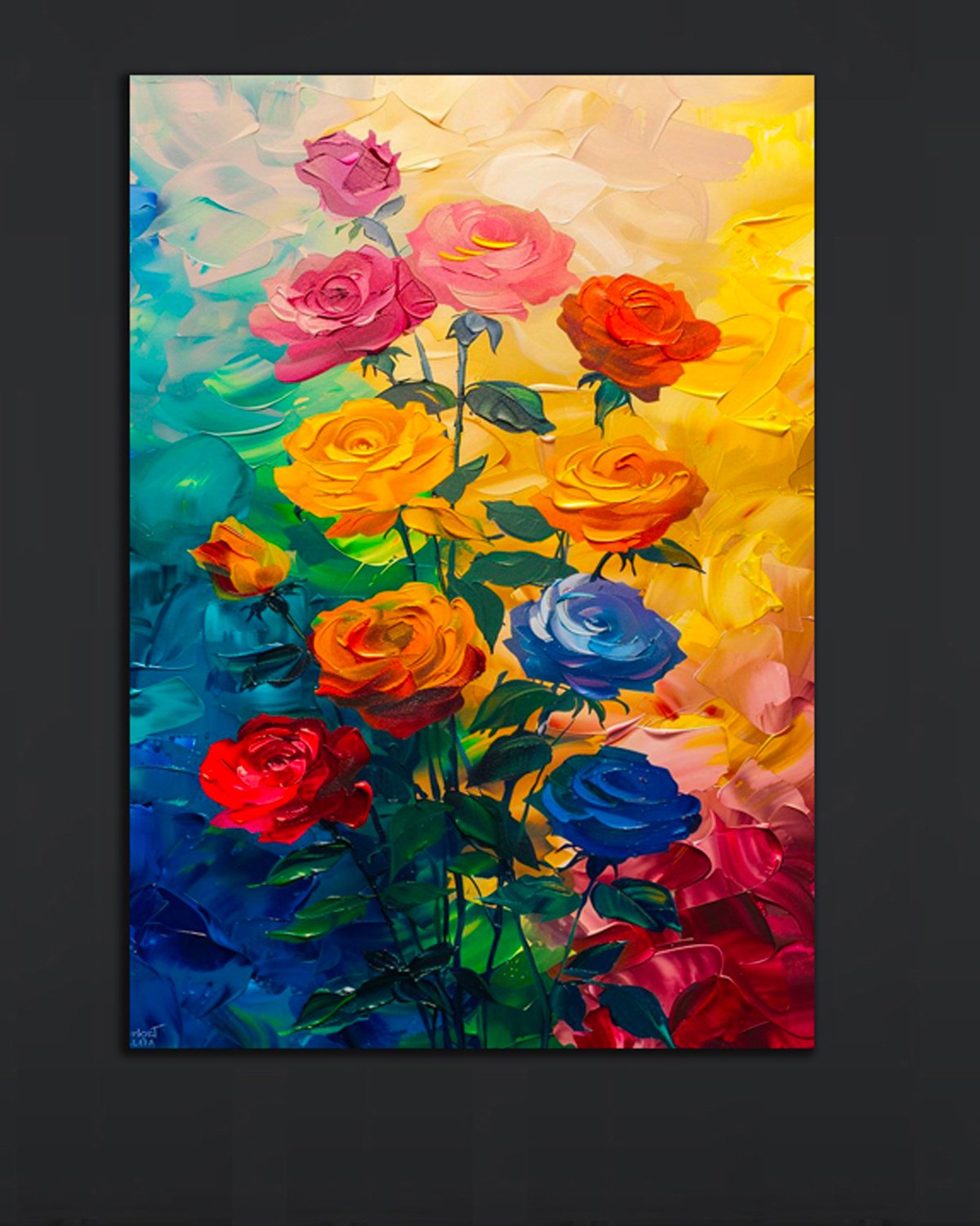 187 a Vibrant Roses Oil Painting (16x24") - Image 1