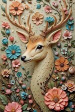 Floral Deer Wall Art (16x24") - Image 2