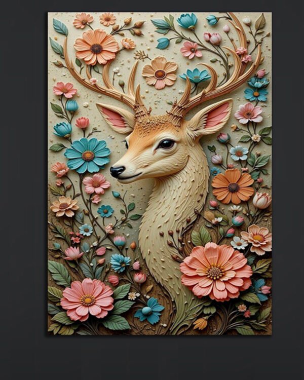 Floral Deer Wall Art (16x24")
