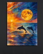 Dolphin Moonlight Canvas (16x24")