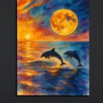 Dolphin Moonlight Canvas (16x24")