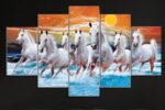 Five Panel Galloping White Horses Canvas Art (2x3 Fit) - Image 2