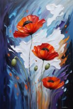 Vibrant Poppies Canvas Art (16x24") - Image 2