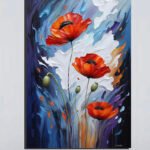Vibrant Poppies Canvas Art (16x24")
