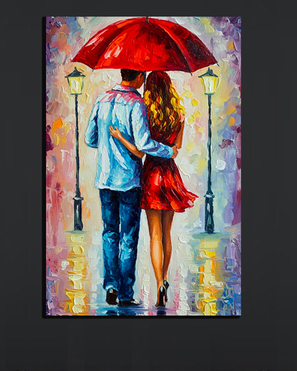 207 a Romantic Couple Under Umbrella Painting ( 2x3 Fit) - Image 1