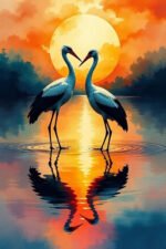 Sunset Crane Canvas Art (16x24") - Image 2