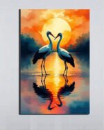 Sunset Crane Canvas Art (16x24")