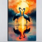 Sunset Crane Canvas Art (16x24")
