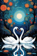 Moonlit Swans Canvas Art (2x3 Fit) - Image 2