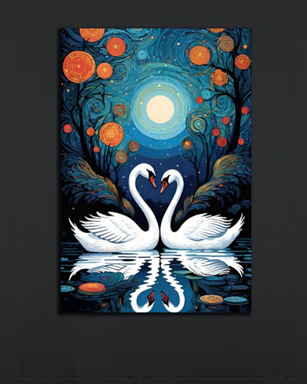Moonlit Swans Canvas Art (2x3 Fit)