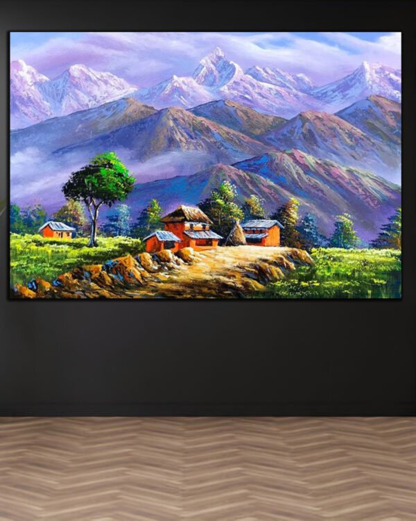 Himalayan Village Landscape Painting (2x3 Fit)