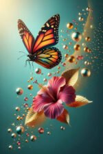Butterfly & Hibiscus Canvas Art (16x24") - Image 2