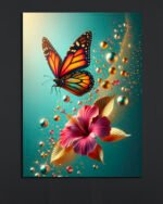 Butterfly & Hibiscus Canvas Art (16x24")