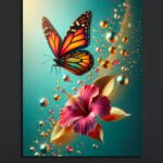 Butterfly & Hibiscus Canvas Art (16x24")