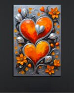 Orange Heart Floral Wall Art (2x3 Fit)