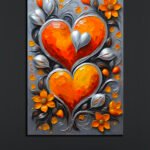 Orange Heart Floral Wall Art (2x3 Fit)