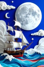 Sailing Ship Moonlit Wall Art (2x3 Fit) - Image 2