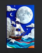 Sailing Ship Moonlit Wall Art (2x3 Fit)