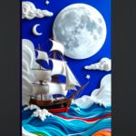 Sailing Ship Moonlit Wall Art (2x3 Fit)