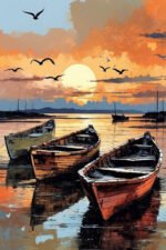 Sunset Rowboats Canvas Art (2x3 Fit) - Image 2