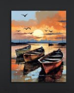 Sunset Rowboats Canvas Art (2x3 Fit)