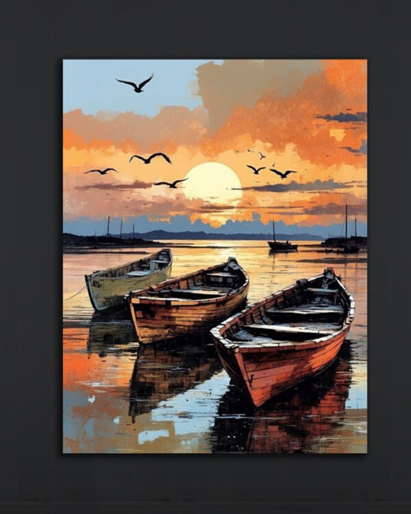 Sunset Rowboats Canvas Art (2x3 Fit)