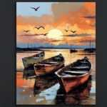 Sunset Rowboats Canvas Art (2x3 Fit)
