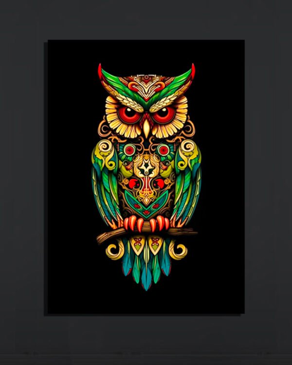 Colorful Artistic Owl Wall Art (2x3 Fit)