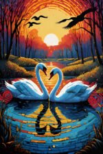 Romantic Swan Sunset Canvas (2x3 Fit) - Image 2