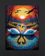 Romantic Swan Sunset Canvas (2x3 Fit)