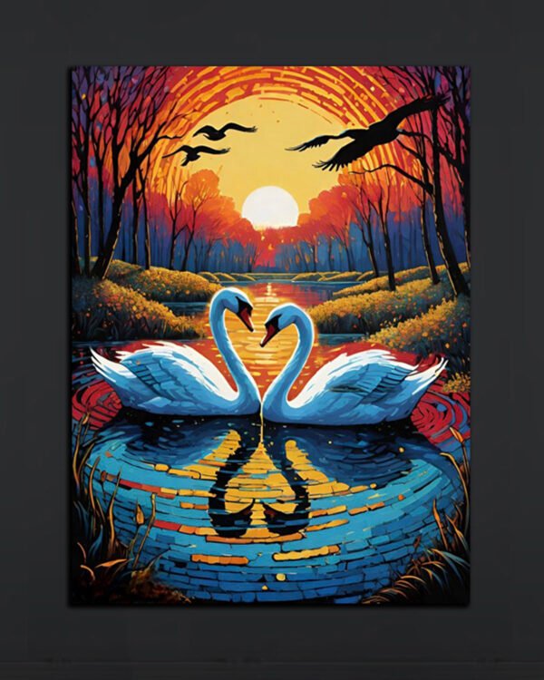 Romantic Swan Sunset Canvas (2x3 Fit)