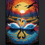 Romantic Swan Sunset Canvas (2x3 Fit)
