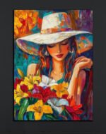 Lady in Hat with Flowers Art Print (2x3 Fit)