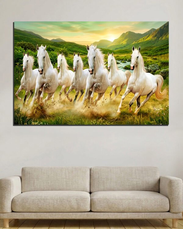 White Horses Running Canvas Art ( 2x3 Fit )