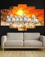 Five Panel Sunset Gallop Horses Wall Art (2x3 Fit)