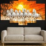 Five Panel Sunset Gallop Horses Wall Art (2x3 Fit)