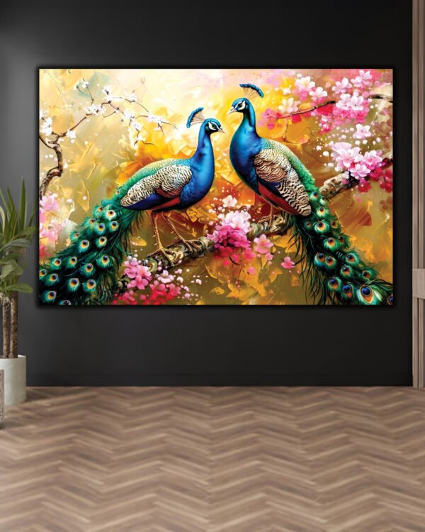 Peacock Pair Canvas Art  ( 2x3 Fit )