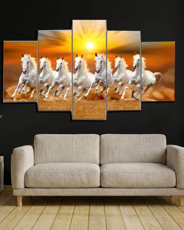 Five Panel Galloping Horses Multi-Panel Wall Art (2x3Fit)