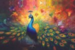 Vibrant Peacock Wall Art (16x24") - Image 2
