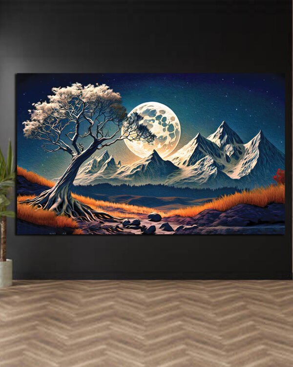 Moonlit Mountain Landscape Canvas ( 2x3 Fit )